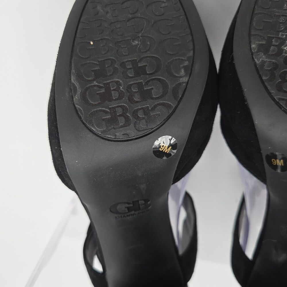 Gianni Bini Lookin-Sharp Black Faux Suede Chunky Block Heel Platform Shoes Sz 9 - Picture 8 of 8